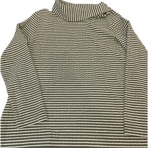 Talbots Sweater Womens Size Large Green‎ Beige Turtleneck Cotton Blend Stretch